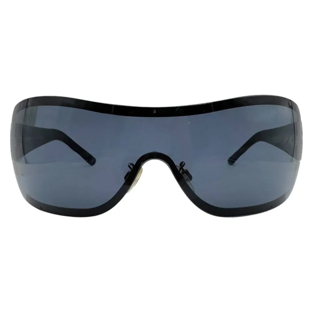 Chanel Black Matelasse Quilted Arm Shield 4126 Sunglasses w/ Case